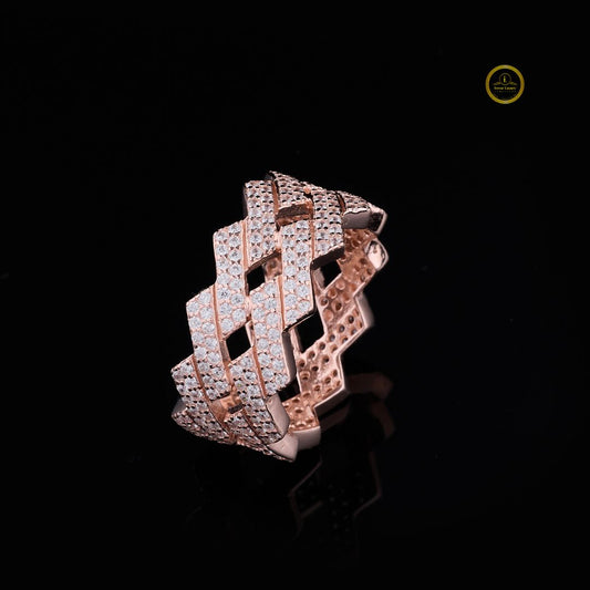 Round Cut Moissanite Multi Row Cross Pave Band Ring - view 2