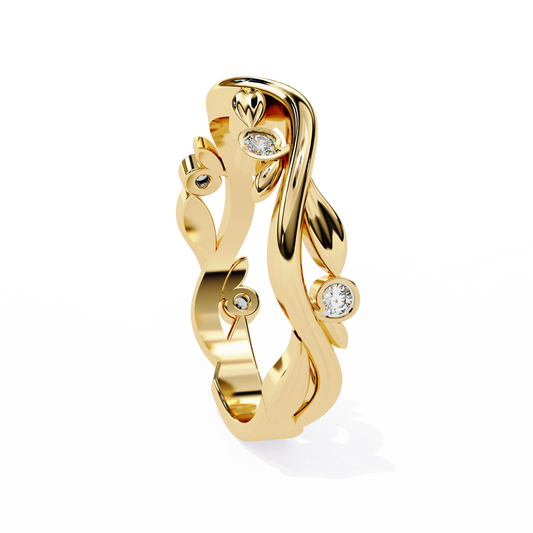 Twisted Vine Moissanite Bezel Set Band Ring - view 3
