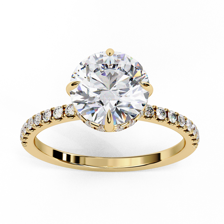 Round Cut Moissanite With Pave Band Engagement Ring - view 2