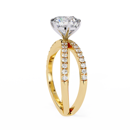 Round Cut Split Pave Band Moissanite Anniversary Ring - view 2