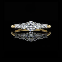 1.00 CT Exquisite Round & Baguette Cut Moissanite Diamond Ring Ethical & Sustainable Luxury Jewelry
