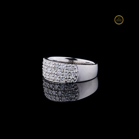 Round Cut Multi Row Pave Moissanite Wide Statement Band Ring - view 2