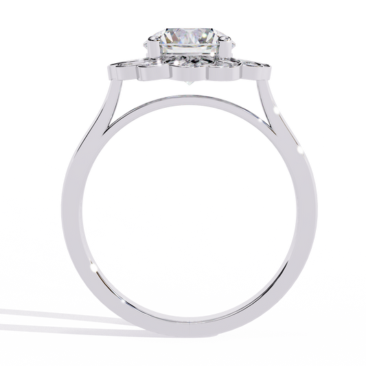 1.45 CT Whiteout Collection Ultimate Iced Out Lab Grown Diamond Bridal Floral Ring With Round Cut