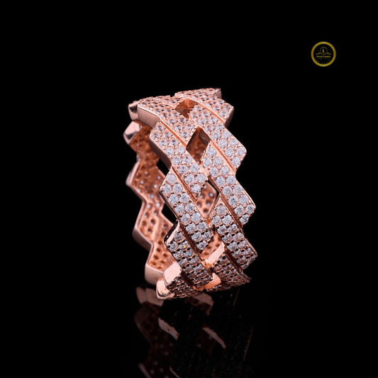 Round Cut Lab Diamond Multi Row Cross Pave Band Ring - view 3