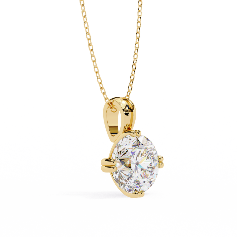Round Solitaire Double Prong Four Point Pendant - view 2