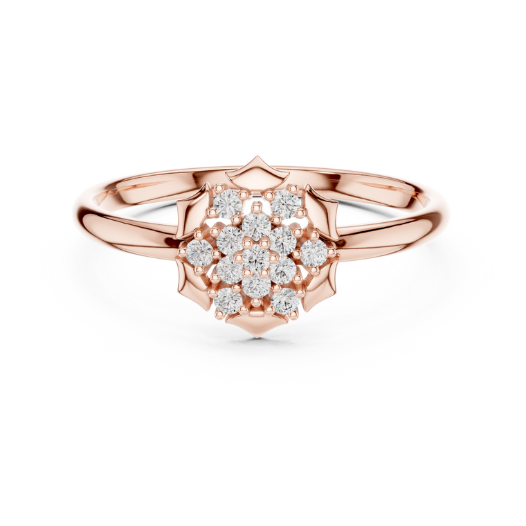 Round Cut Moissanite Floral Cluster Ring for Women - view 2
