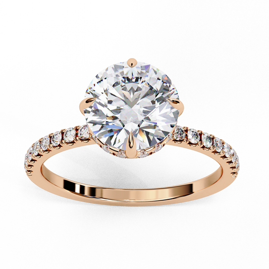 Round Cut Moissanite With Pave Band Engagement Ring - view 3