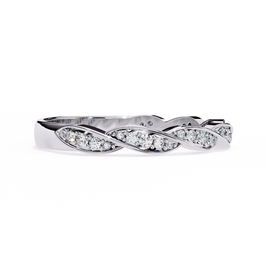 Round Cut Lab Diamond Twisted Leaf Infinity Wedding Band Ring - view 4