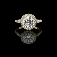 2.50 CT Trendy Brilliant Sunburst Round Cut Halo Ring with Pave Lab Diamond Band