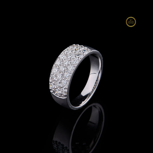 Round Cut Multi Row Pave Moissanite Wide Statement Band Ring - view 3