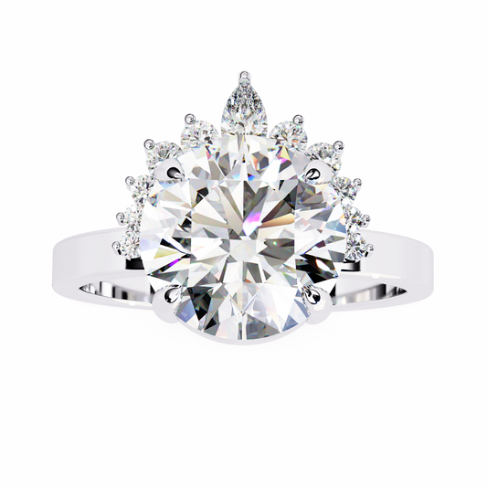 Round Cut Brilliant Floral Halo Lab Diamond Engagement Ring - view 4