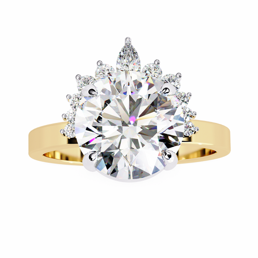 Round Cut Brilliant Floral Halo Lab Diamond Engagement Ring - view 2