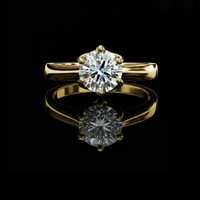 Round Cut Lab Diamond Cathedral Solitaire Ring With Hidden Accents
