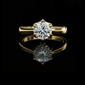 Round Cut Lab Diamond Cathedral Solitaire Ring With Hidden Accents