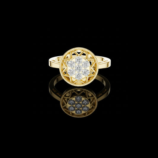 0.35 TCW Unique Star-Pattern Designer Ring with Brilliant Round Geometric Lab Diamond Cluster