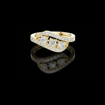 1.00 TCW Interwoven Moissanite Ring with Three Round Brilliant Diamonds and Pave Diamond Accents