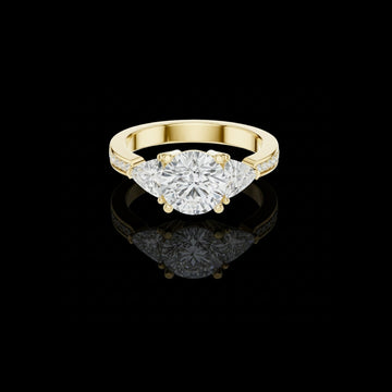 2.00 CT Exquisite Three-Stone Round & Trillion Lab Diamond Ring with Elegant Accent Detailing