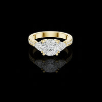2.00 CT Exquisite Three-Stone Round & Trillion Moissanite Diamond Ring with Elegant Accent Detailing
