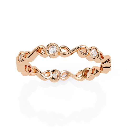 Infinity Bezel Set Round Lab Diamond Wedding Band Eternity Ring - view 3