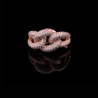 1.50 TCW Luxury Rose Gold Moissanite Diamond Studded Chain Link Ring with Pave Band