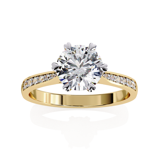 Heart Shape Prong Round Cut Lab Diamond Solitaire Engagement Ring - view 4