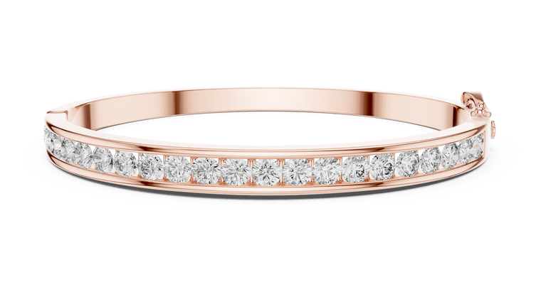 Round Cut Hinged Bangle with Channel Setting - view 2