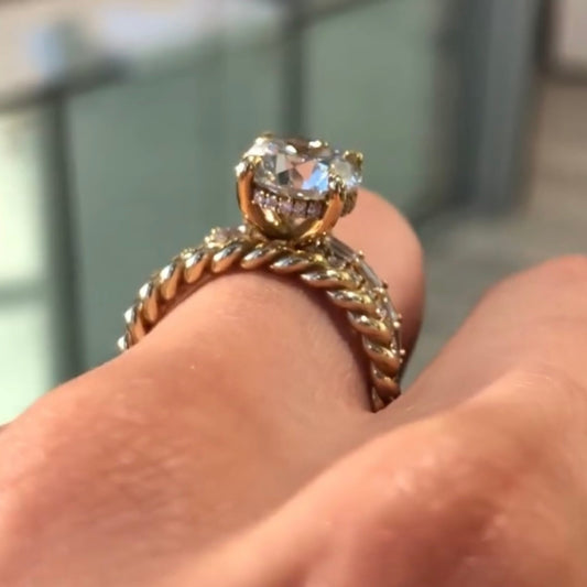 Round Cut Women's Modern Multi Band Bridal Ring Set - view 4