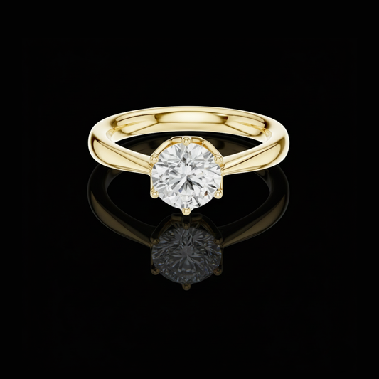 1.13 TCW Classic Round Cut Moissanite Diamond Solitaire Ring Modern Minimalist Elegant Proposal Ring for Her