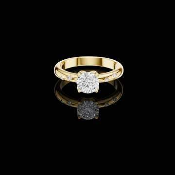 1.00 TCW Modern Round Cut Lab Grown Solitaire Diamond Ring with Accent Stones