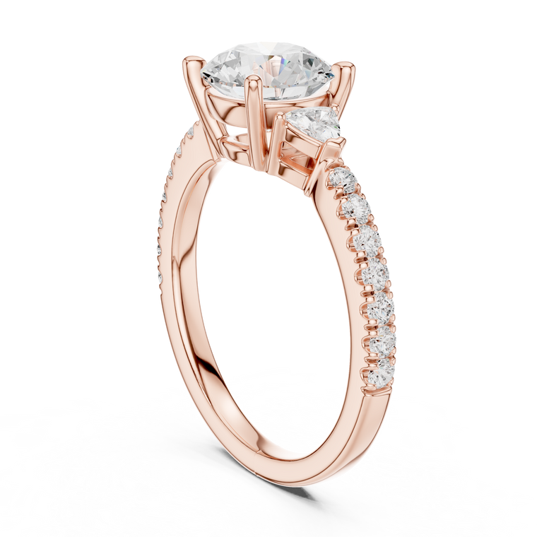Round Cut Moissanite With Side Stone Pave Setting Ring - view 2
