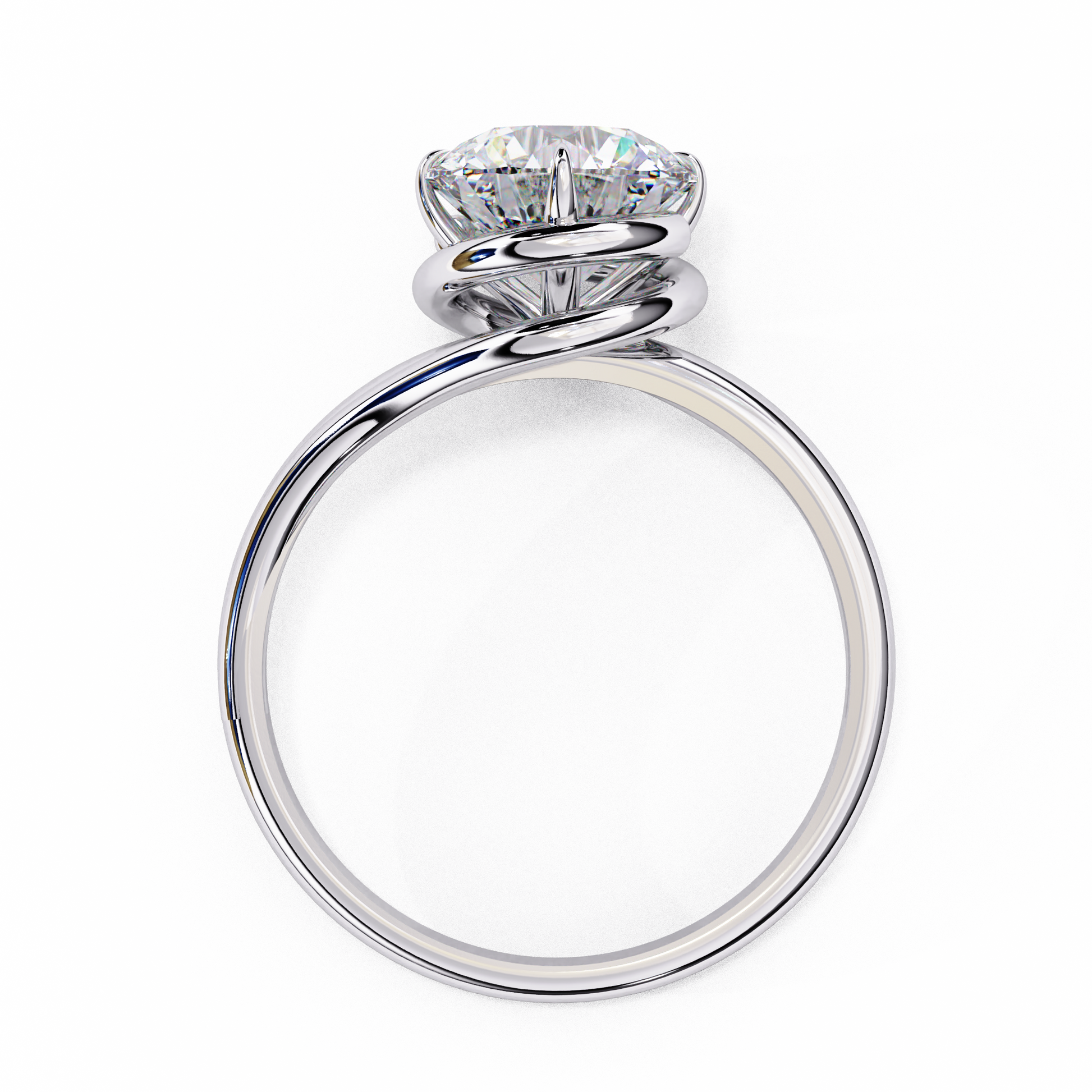 Silver ring with a large diamond