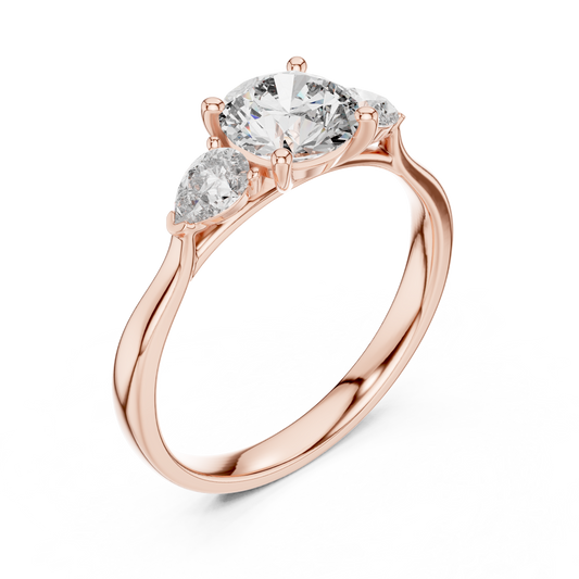 Round Three Stone Lab Diamond Engagement Ring For Women - view 3