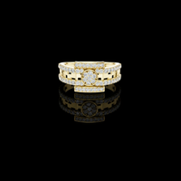 0.64 TCW Classic Round Lab Grown Diamond Circular Cluster With Double Pave Rows Statement Ring for Men & Women