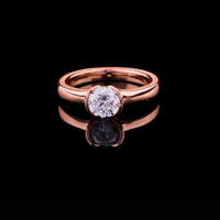 Half Bezel Round Cut Moissanite Diamond Engagement Ring