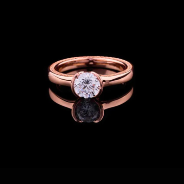 Half Bezel Round Cut Moissanite Diamond Engagement Ring