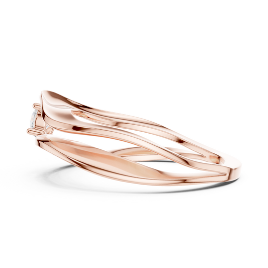 Round Solitaire Twisted Sculpted Split Band Lab Grown Ring - view 3