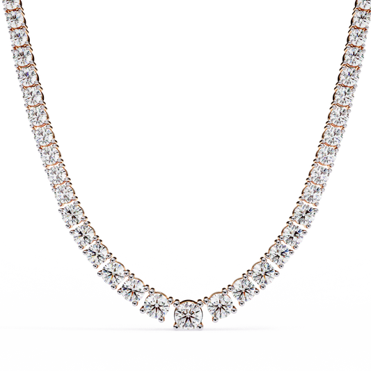 Round Cut Tennis V Necklace - view 2