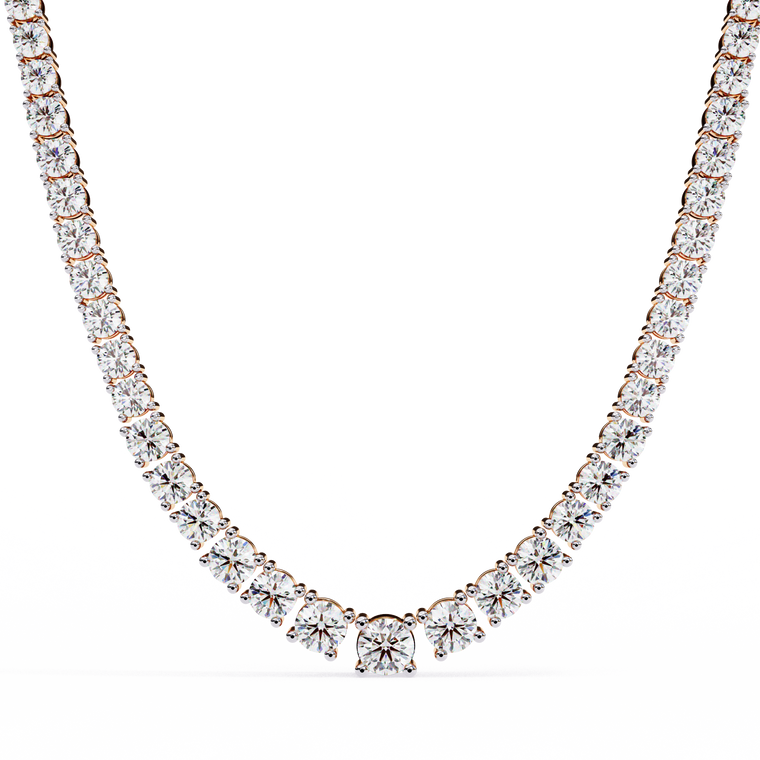 Round Cut Tennis V Necklace - view 2