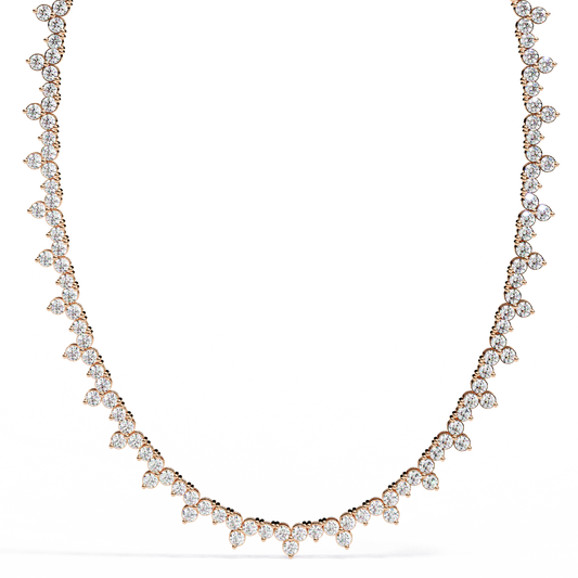 Round Cut Station Tennis Necklace - view 2