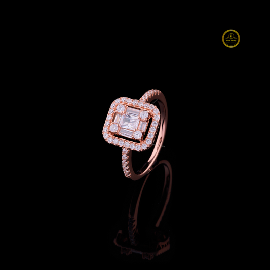 Emerald Cut Halo Lab Diamond with Baguette Diamond Accents Ring - view 2