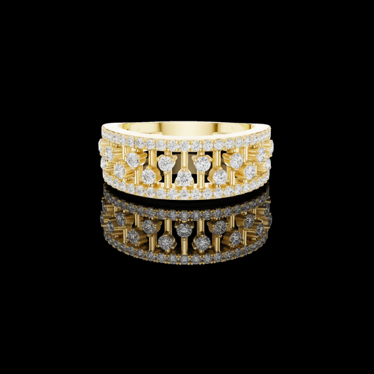 0.60 TCW Diamond Cascade Band Round Cut Moissanite Brilliance in a Double Row Pavé Setting