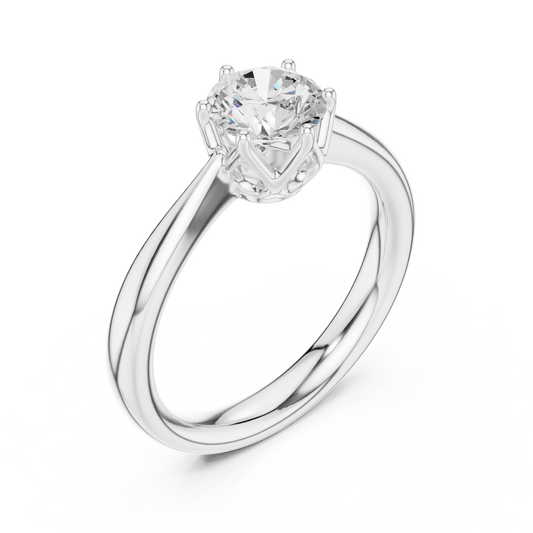 Round Cut Brilliant Six Prong Moissanite Cathedral Solitaire Ring - view 4
