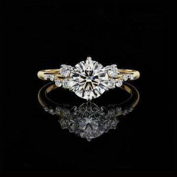 1.50CT Flory Round Cut Brilliance Handcrafted Moissanite Diamond Ring with Frosted Diamonds For Her
