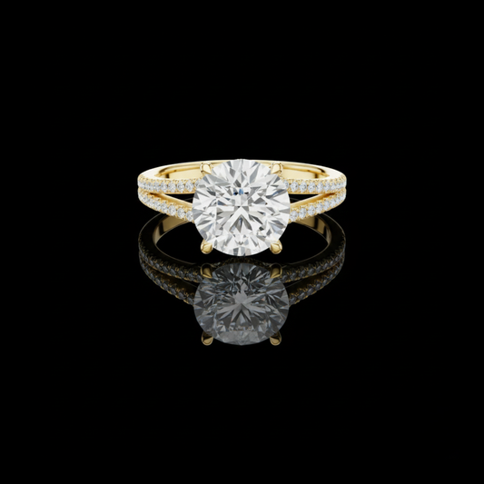 3.00 CT Luxurious Round Cut Moissanite Diamond Split Shank Pave Setting Ring Shiny Jewelry For Bridal