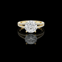 3 CT Luxurious Round Cut Lab Grown Diamond Split Shank Pave Setting Ring Shiny Jewelry For Bridal