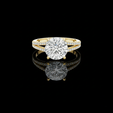 3 CT Luxurious Round Cut Lab Grown Diamond Split Shank Pave Setting Ring Shiny Jewelry For Bridal