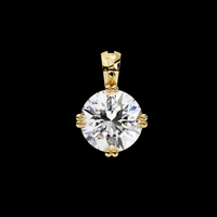 1.98 TCW Luxurious Round Brilliant Cut Solitaire Moissanite Diamond Pendant in Polished Gold Setting