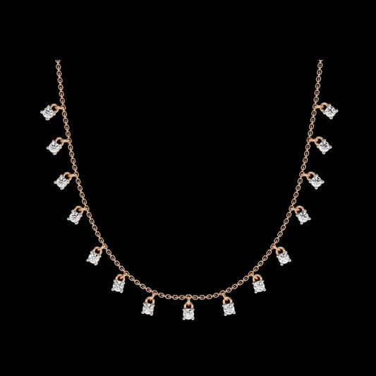 0.88 TCW Stunning Round Cut Moissanite Diamond Dangling Necklace For Best Anniversary Gift