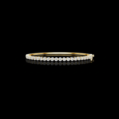 Slim Round Lab Diamond Hinged Bangle Bracelet for Women