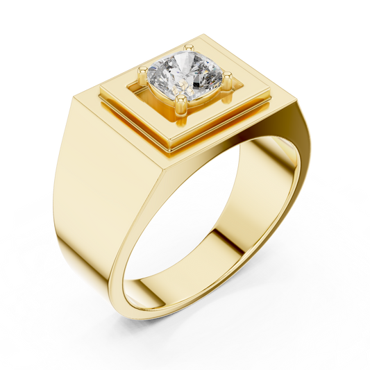 Cushion Cut Lab Grown Diamond Men's Square Signet Ring - view 4